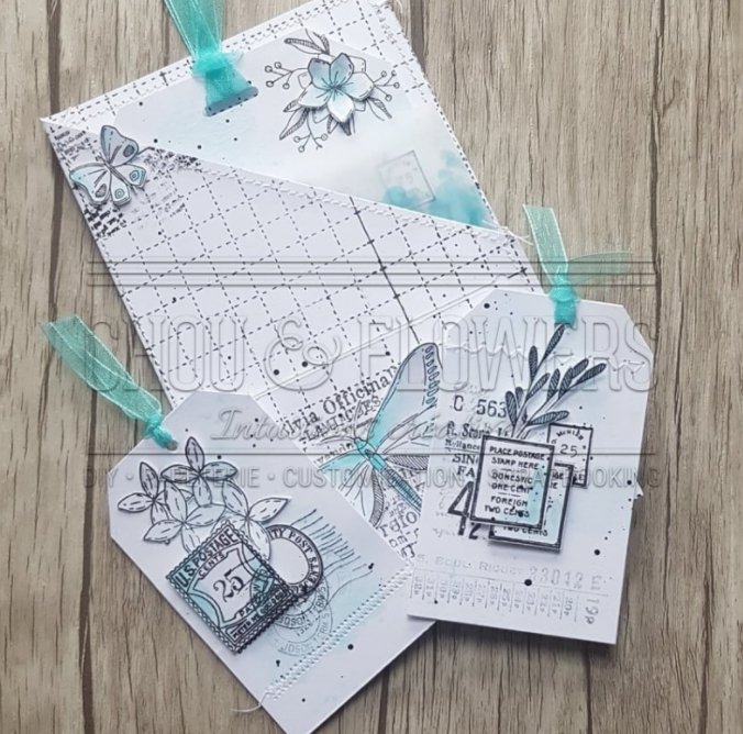 Chou and Flowers - CLEAR STAMP NOTES - Collection Voyage Imaginaire - 4.5 x 9 inch Chou and Flowers