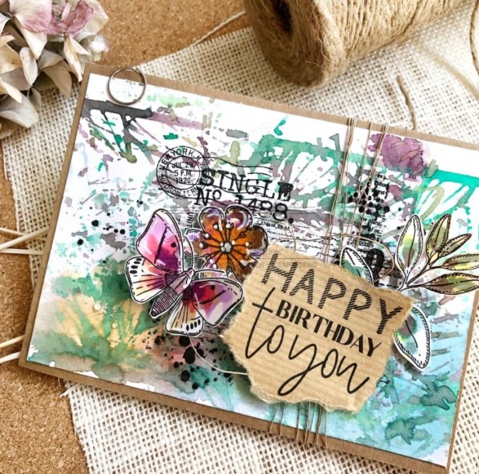 Chou and Flowers - CLEAR STAMP NOTES - Collection Voyage Imaginaire - 4.5 x 9 inch Chou and Flowers