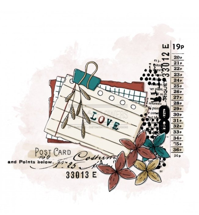 Chou and Flowers - CLEAR STAMP NOTES - Collection Voyage Imaginaire - 4.5 x 9 inch Chou and Flowers