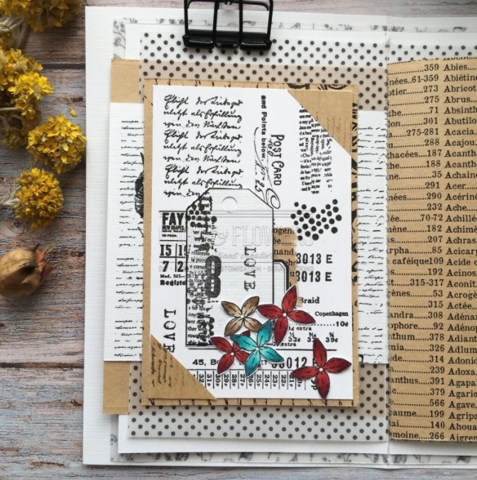 Chou and Flowers - CLEAR STAMP NOTES - Collection Voyage Imaginaire - 4.5 x 9 inch Chou and Flowers