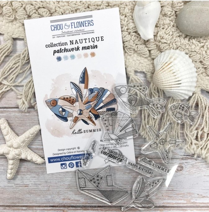 Chou and Flowers - CLEAR STAMP PATCHWORK MARINE Chou and Flowers