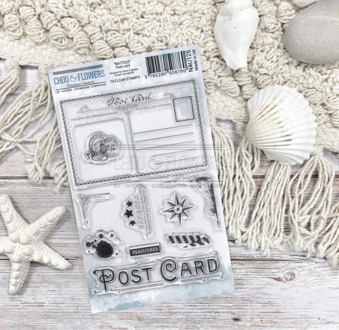 Chou and Flowers - CLEAR STAMP POSTCARD Chou and Flowers