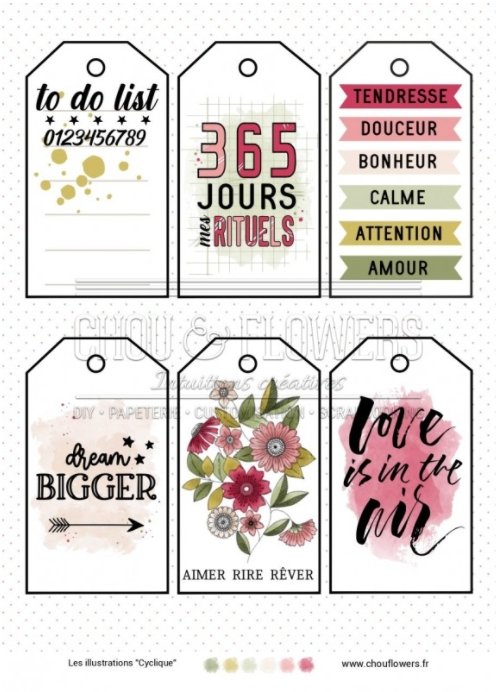 Chou and Flowers - CYCLIQUE ILLUSTRATIONS - 9 beautiful papers - A5 - 170g Chou and Flowers