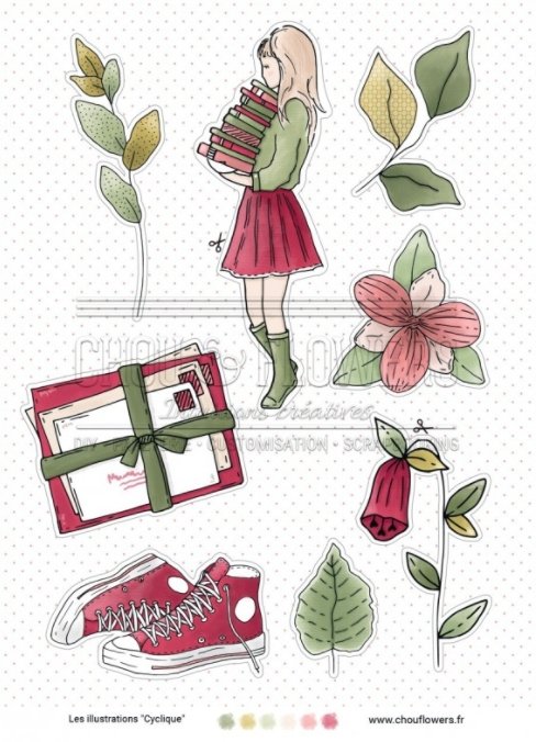 Chou and Flowers - CYCLIQUE ILLUSTRATIONS - 9 beautiful papers - A5 - 170g Chou and Flowers
