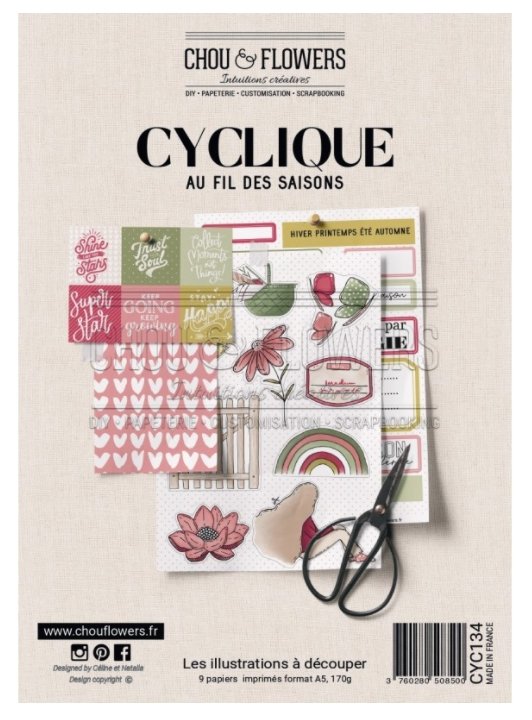 Chou and Flowers - CYCLIQUE ILLUSTRATIONS - 9 beautiful papers - A5 - 170g Chou and Flowers