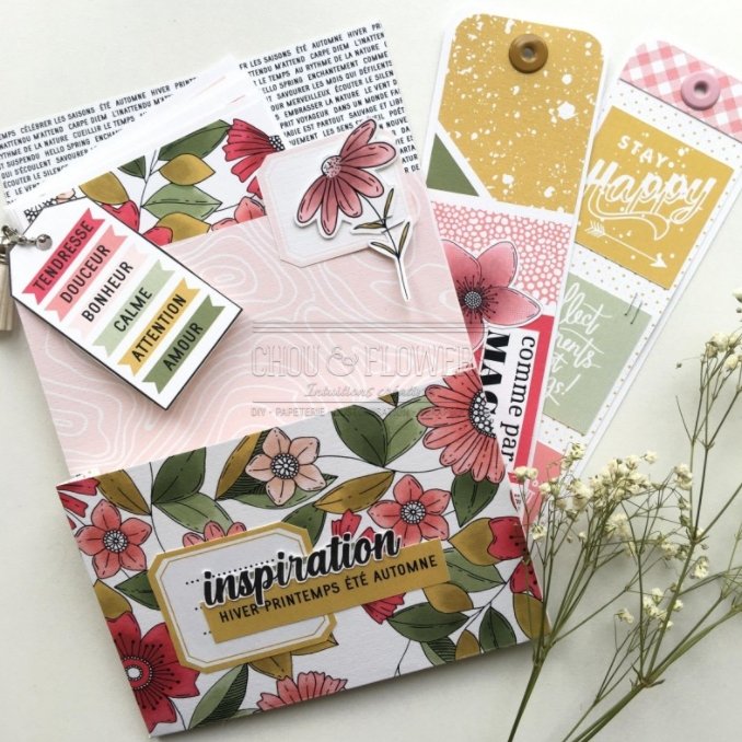 Chou and Flowers - CYCLIQUE STATIONERY COLLECTION - 10 beautiful papers - A4 Chou and Flowers