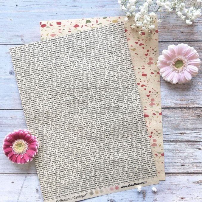 Chou and Flowers - CYCLIQUE STATIONERY COLLECTION - 10 beautiful papers - A4 Chou and Flowers