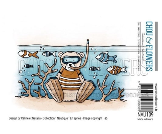 Chou and Flowers - EZ STAMP SNORKELING BEAR Chou and Flowers