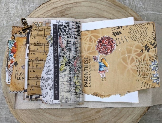 Chou and Flowers - FLORAL FLIGHT STAMP - 2.5 x 4 inch - Collection Voyage Imaginaire Chou and Flowers