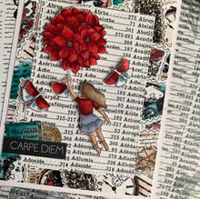 Chou and Flowers - FLORAL FLIGHT STAMP - 2.5 x 4 inch - Collection Voyage Imaginaire Chou and Flowers
