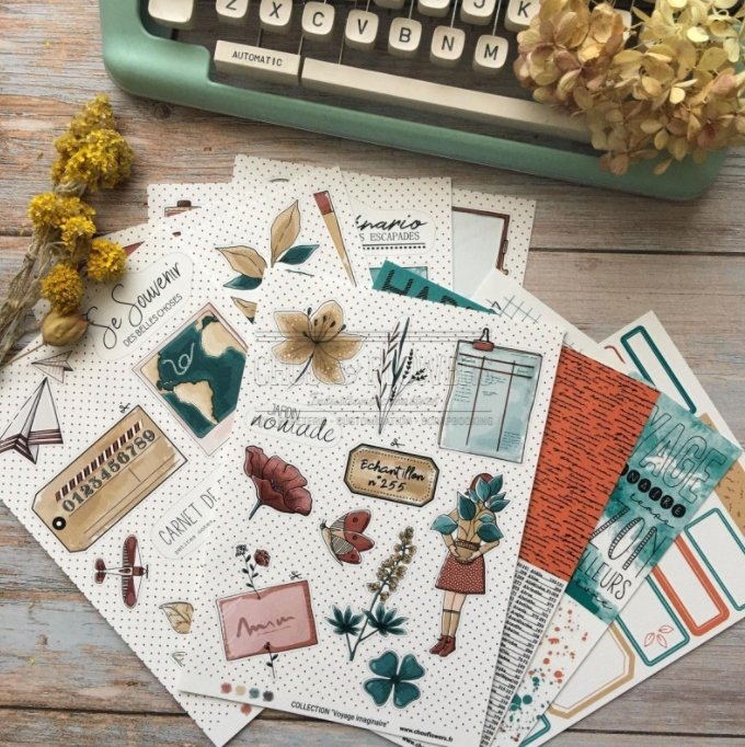 Chou and Flowers - IMAGINARY JOURNEY ILLUSTRATIONS - 9 beautiful papers - A5 - 170g Chou and Flowers