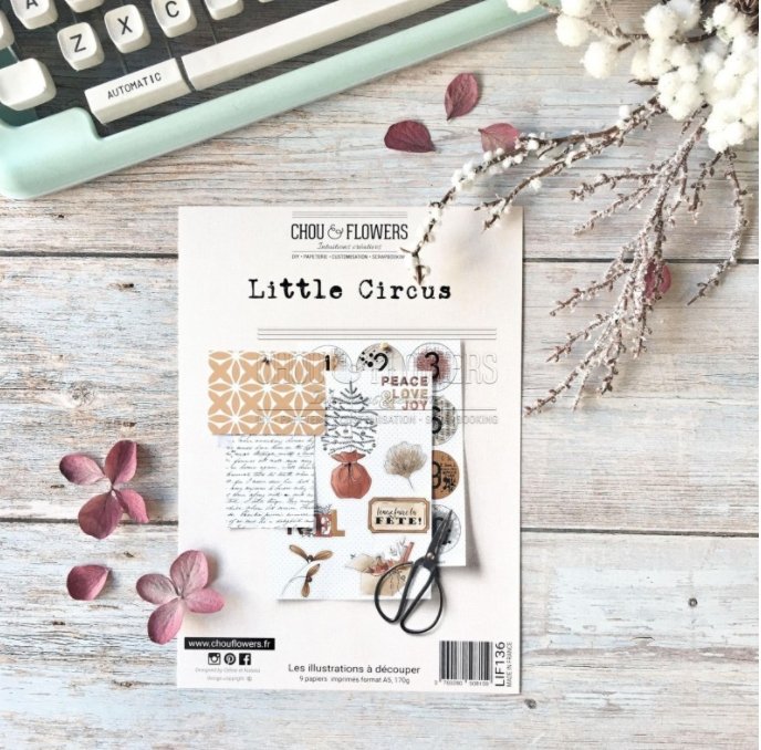 Chou and Flowers - LITTLE CIRCUS ILLUSTRATIONS - 9 beautiful papers - A5 - 170g Chou and Flowers