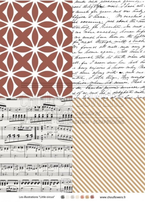 Chou and Flowers - LITTLE CIRCUS ILLUSTRATIONS - 9 beautiful papers - A5 - 170g Chou and Flowers