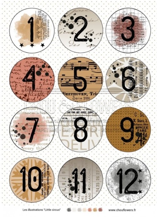 Chou and Flowers - LITTLE CIRCUS ILLUSTRATIONS - 9 beautiful papers - A5 - 170g Chou and Flowers