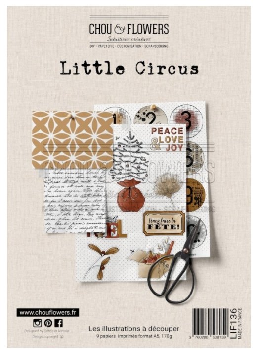 Chou and Flowers - LITTLE CIRCUS ILLUSTRATIONS - 9 beautiful papers - A5 - 170g Chou and Flowers