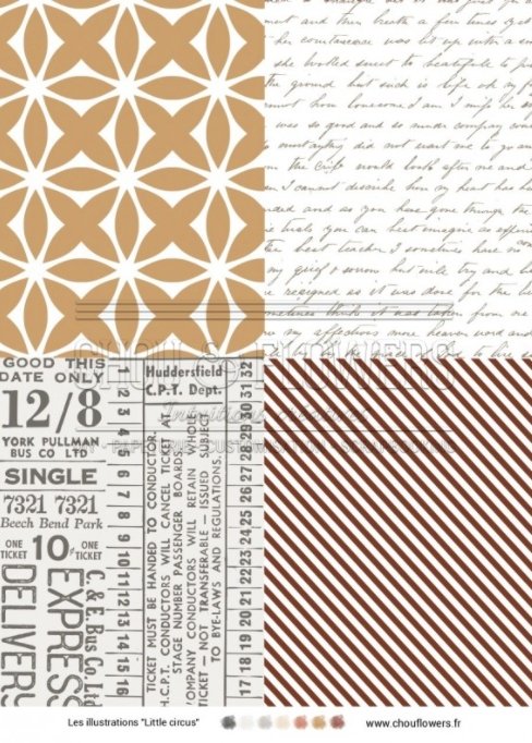 Chou and Flowers - LITTLE CIRCUS ILLUSTRATIONS - 9 beautiful papers - A5 - 170g Chou and Flowers