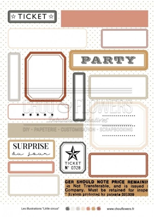 Chou and Flowers - LITTLE CIRCUS ILLUSTRATIONS - 9 beautiful papers - A5 - 170g Chou and Flowers