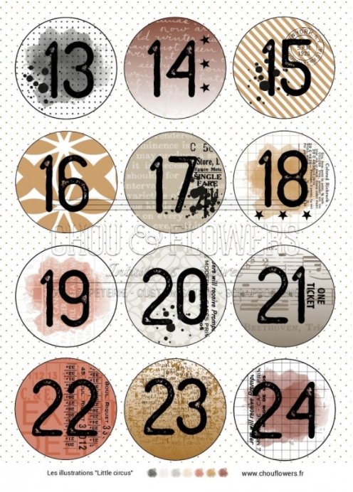 Chou and Flowers - LITTLE CIRCUS ILLUSTRATIONS - 9 beautiful papers - A5 - 170g Chou and Flowers