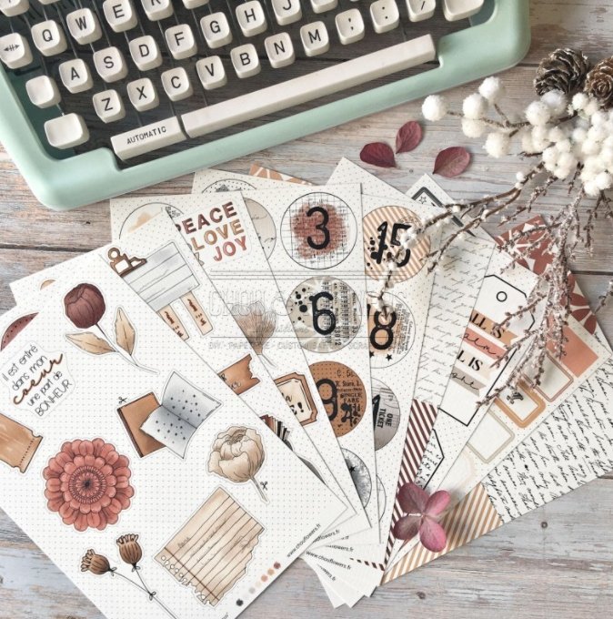 Chou and Flowers - LITTLE CIRCUS ILLUSTRATIONS - 9 beautiful papers - A5 - 170g Chou and Flowers