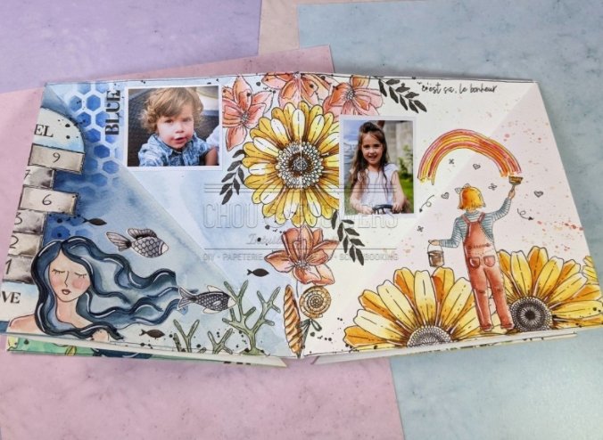 Chou and Flowers - MY LITTLE ARTIST STAMP 2.5 x 5 inch - Collection Journal Chromatique Chou and Flowers