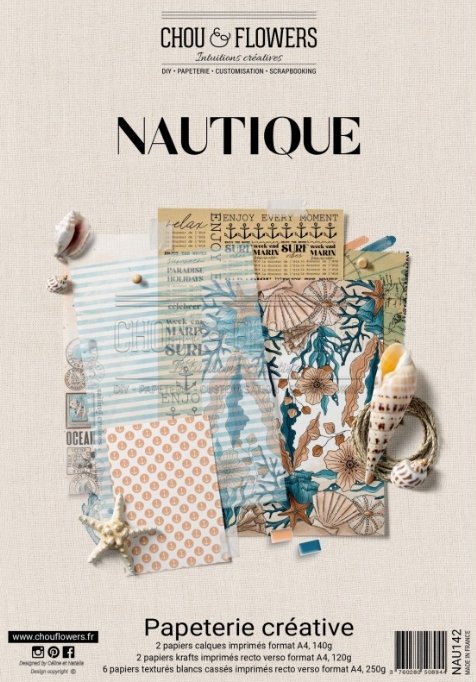 Chou and Flowers - NAUTICAL CREATIVE STATIONERY COLLECTION 10 PAPERS Chou and Flowers