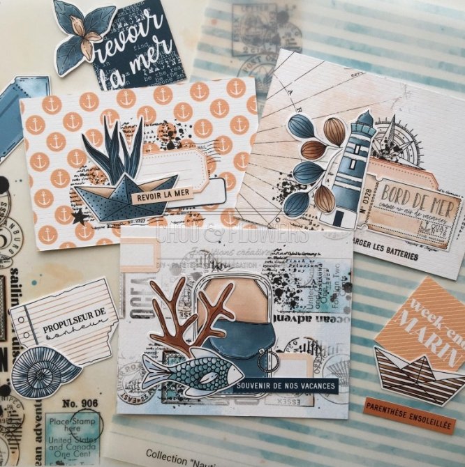 Chou and Flowers - NAUTICAL ILLUSTRATIONS Chou and Flowers