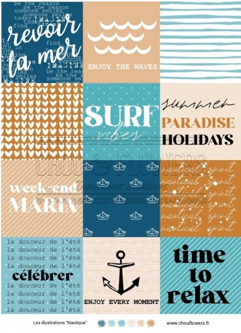 Chou and Flowers - NAUTICAL ILLUSTRATIONS Chou and Flowers