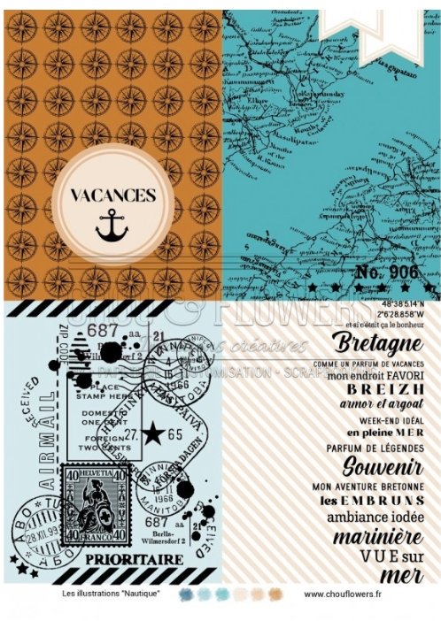 Chou and Flowers - NAUTICAL ILLUSTRATIONS Chou and Flowers