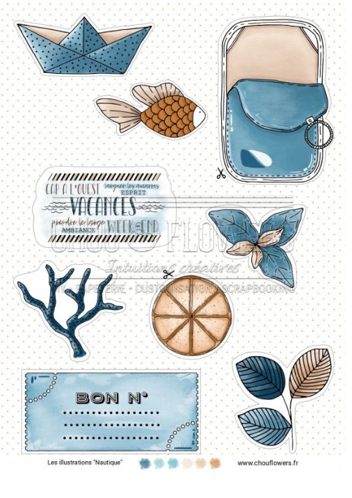 Chou and Flowers - NAUTICAL ILLUSTRATIONS Chou and Flowers