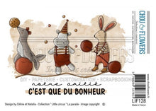 Chou and Flowers - PARADE STAMP - 2.5 x 4 inch - Collection Little Circus - Animal Parade Chou and Flowers