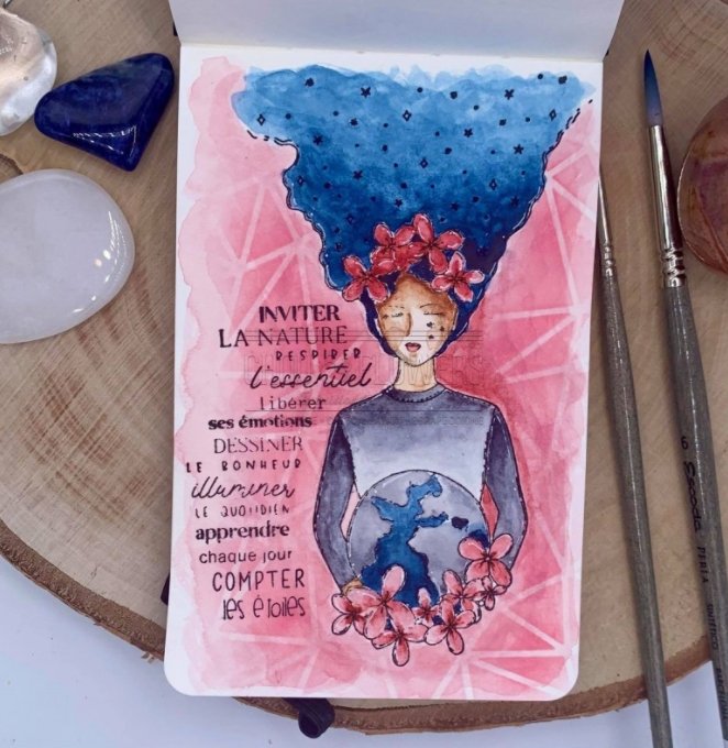 Chou and Flowers - STAMP INVITE NATURE - 7.5 x 4 inch - Collection Dans La Lune Chou and Flowers