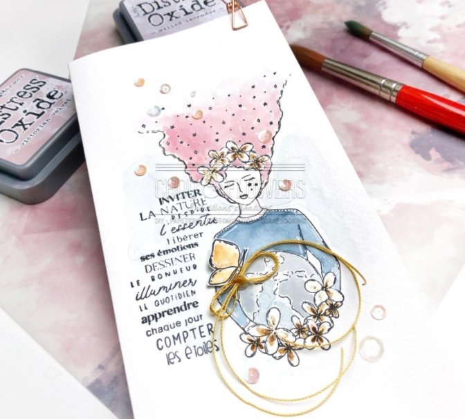 Chou and Flowers - STAMP INVITE NATURE - 7.5 x 4 inch - Collection Dans La Lune Chou and Flowers