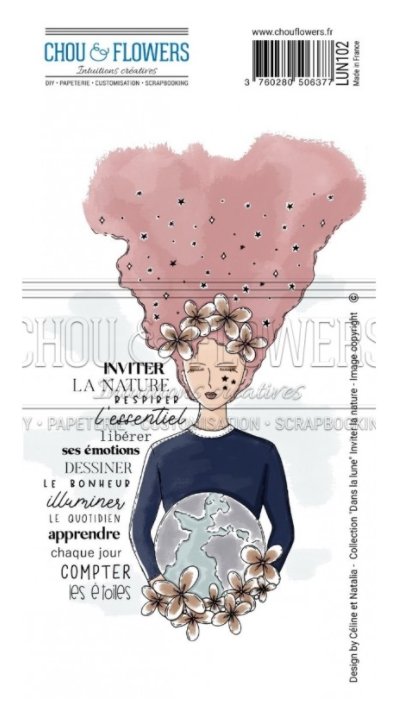 Chou and Flowers - STAMP INVITE NATURE - 7.5 x 4 inch - Collection Dans La Lune Chou and Flowers
