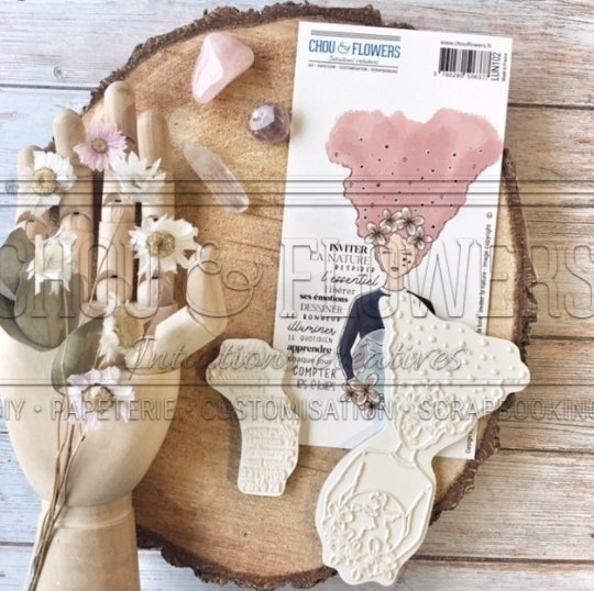 Chou and Flowers - STAMP INVITE NATURE - 7.5 x 4 inch - Collection Dans La Lune Chou and Flowers