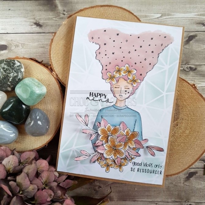 Chou and Flowers - STAMP INVITE NATURE - 7.5 x 4 inch - Collection Dans La Lune Chou and Flowers