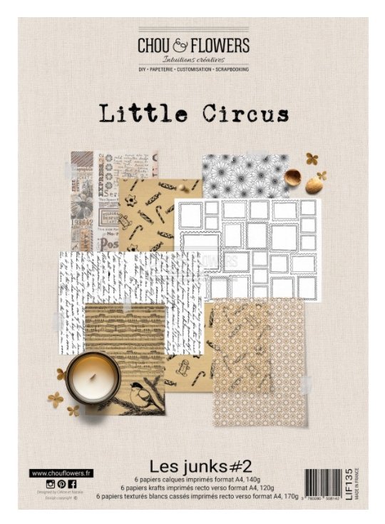 Chou and Flowers - THE JUNK LITTLE CIRCUS COLLECTION - 18 beautiful papers - A4 Chou and Flowers