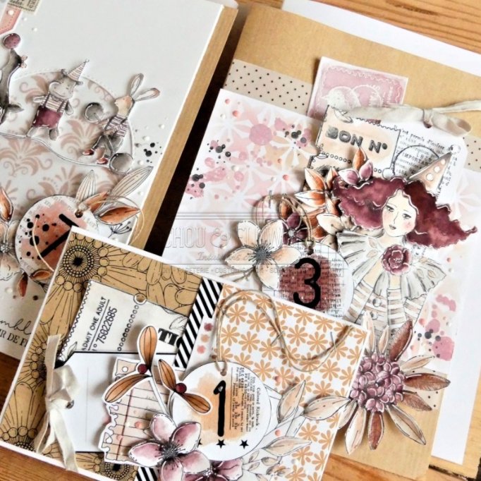 Chou and Flowers - THE JUNK LITTLE CIRCUS COLLECTION - 18 beautiful papers - A4 Chou and Flowers