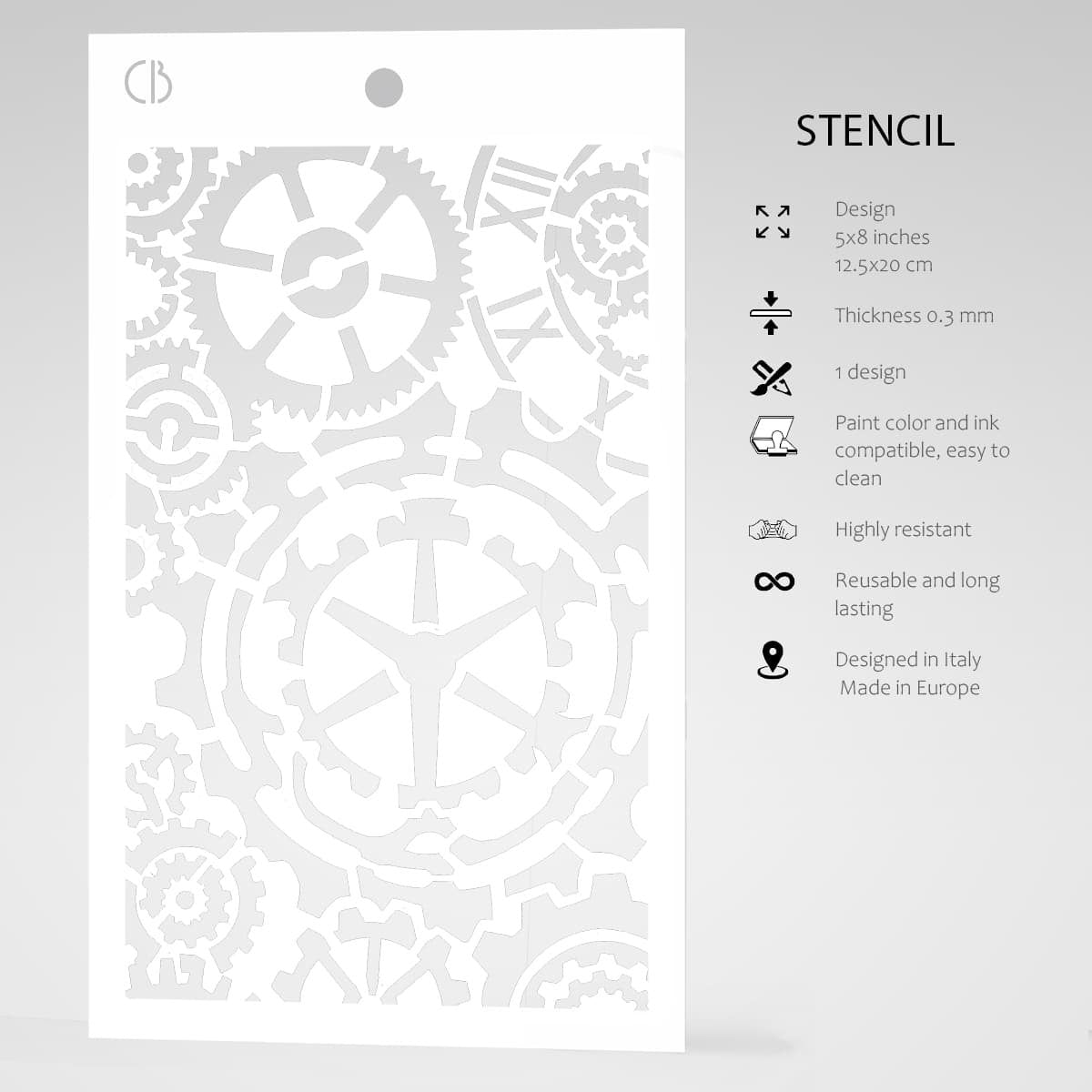 Ciao Bella - Bad Girls - Gears - Stencil - 5x8 inch Ciao Bella