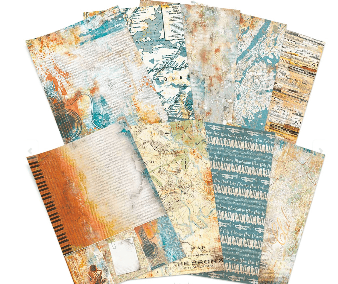 Ciao Bella - Blue Note - Double Sided Paper - A4 - Pack of 9 - Messy Papercrafts