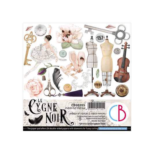 Ciao Bella - CYGNE NOIR - FUSSY CUT PAD 6X6 - Messy Papercrafts