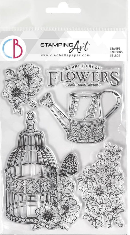 Ciao Bella - FRESH FLOWERS - Clear Stamp Set 6X8 Ciao Bella