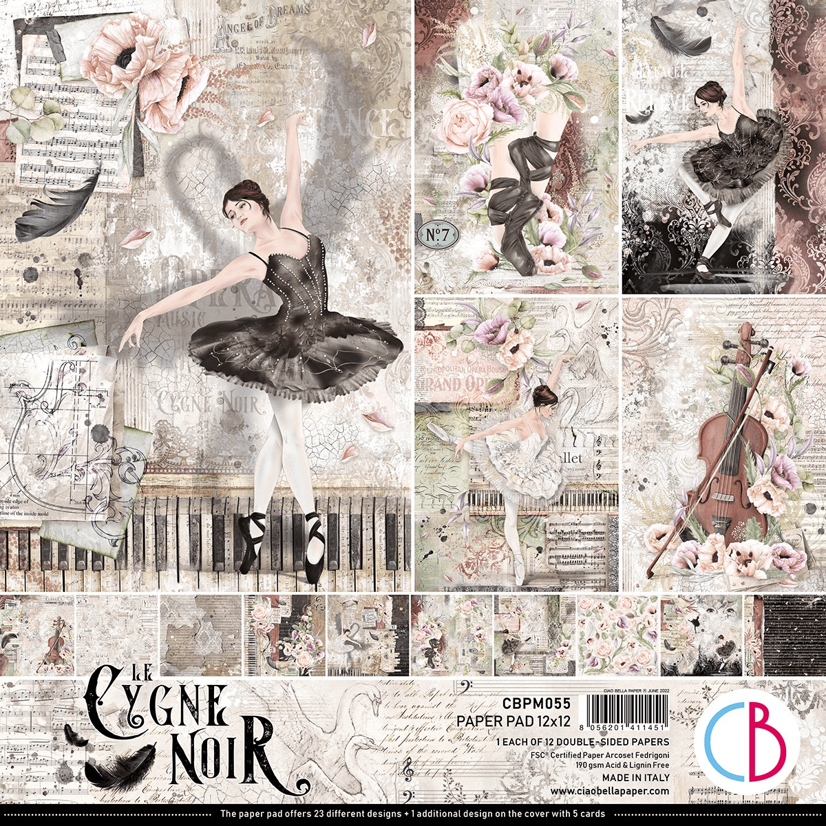 Ciao Bella - Le Cygne Noir - 12 x 12 - Paper Pad - Messy Papercrafts
