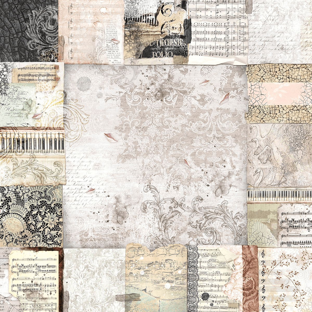 Ciao Bella - Le Cygne Noir - 12 x 12 - Patterns Pad - Messy Papercrafts