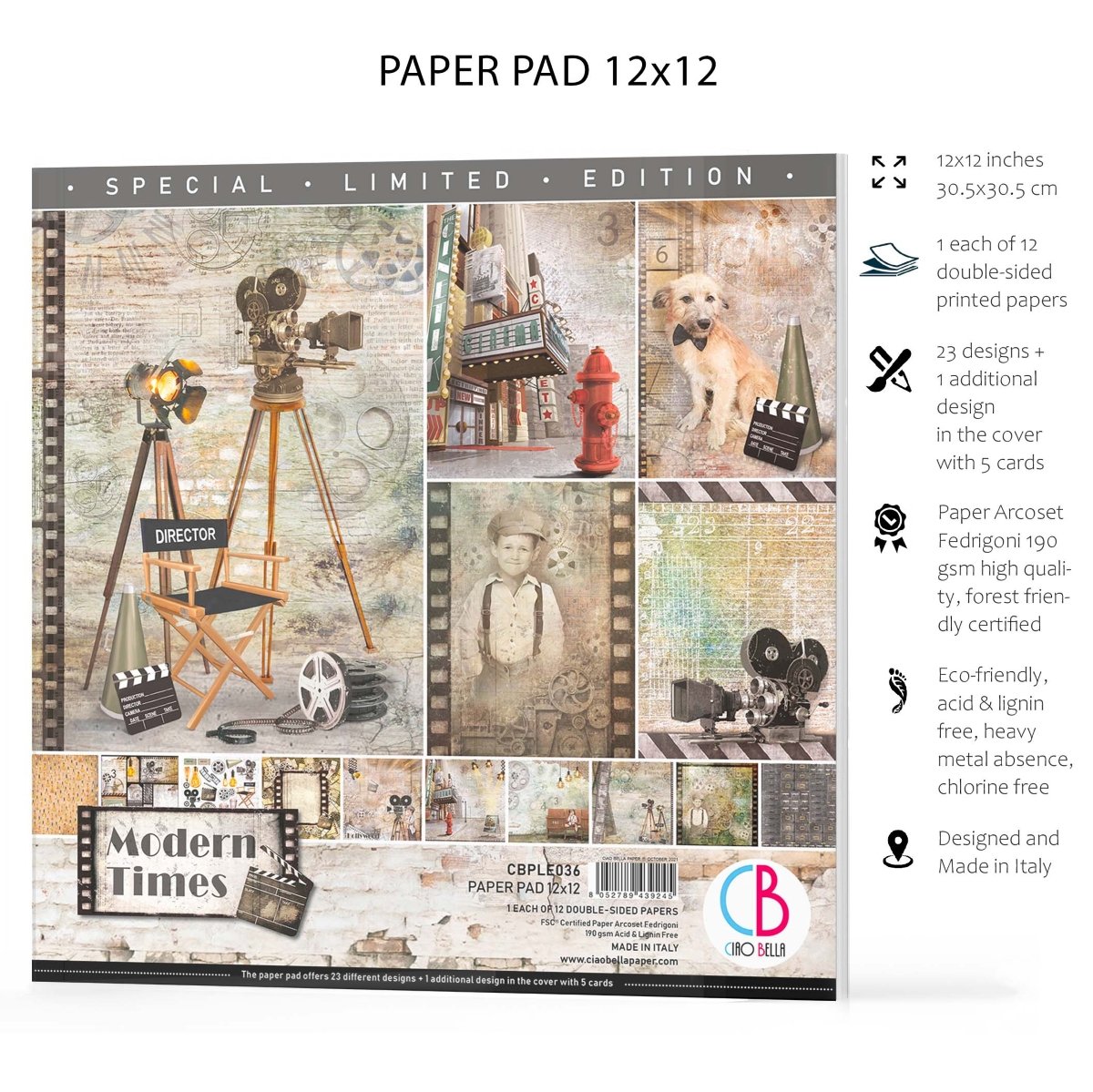 Ciao Bella - Modern Times - Paper Pad - 12x12 inch - Pack of 12 Ciao Bella