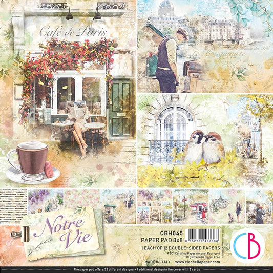 Ciao Bella - Notre Vie - Paper Pad - 8x8 inch - Pack of 12 Ciao Bella