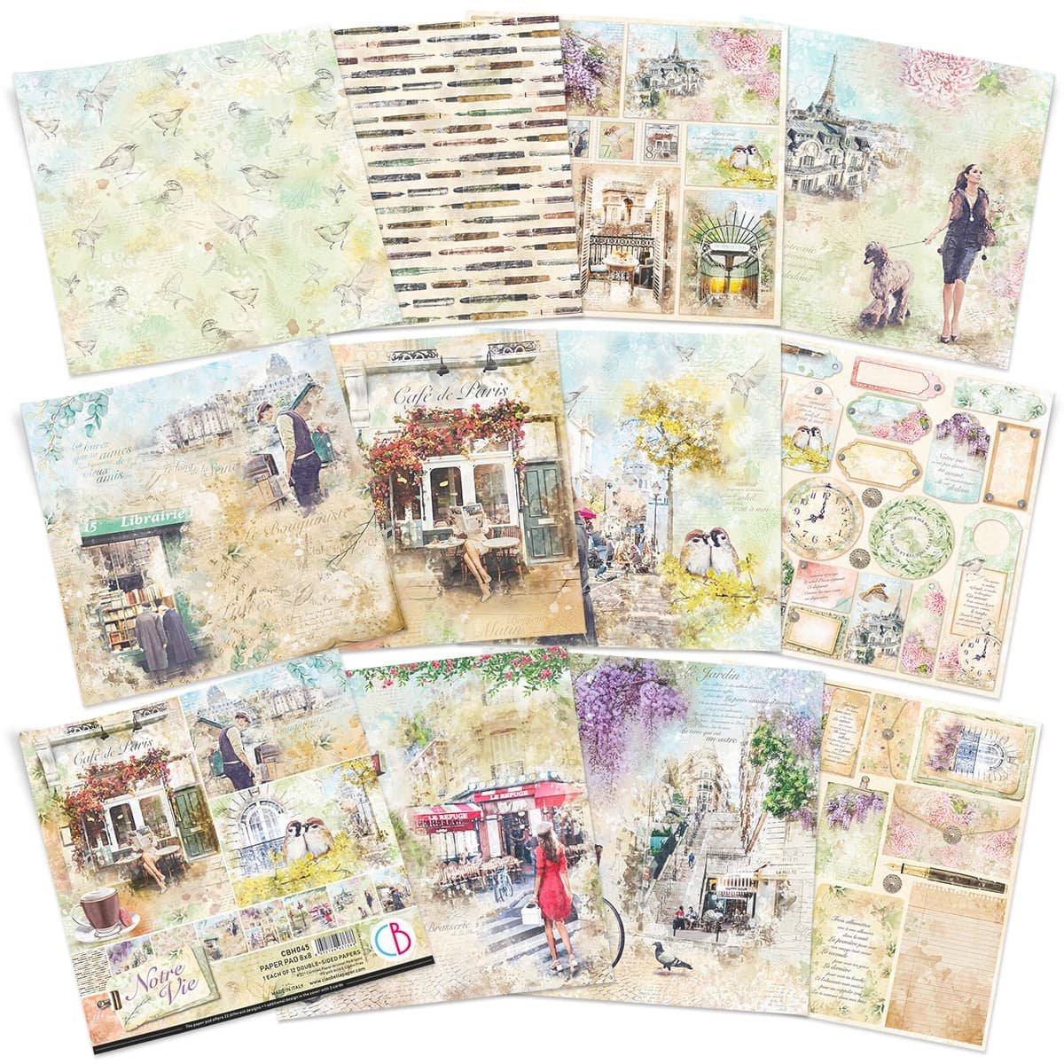 Ciao Bella - Notre Vie - Paper Pad - 8x8 inch - Pack of 12 Ciao Bella