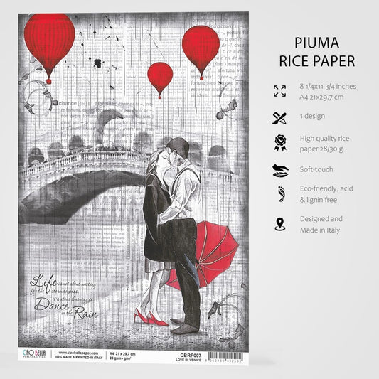 Ciao Bella - Rice Paper - A4 - Single Sheet - Love In Venice Ciao Bella