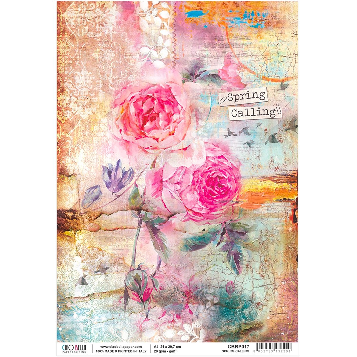 Ciao Bella - Rice Paper - A4 - Single Sheet -  Spring Calling Ciao Bella