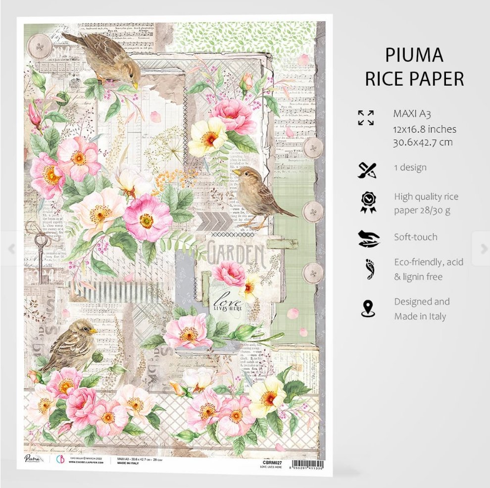 Ciao Bella - RICE PAPER MAXI A3 - LOVE LIVES HERE - SPARROW HILL Ciao Bella
