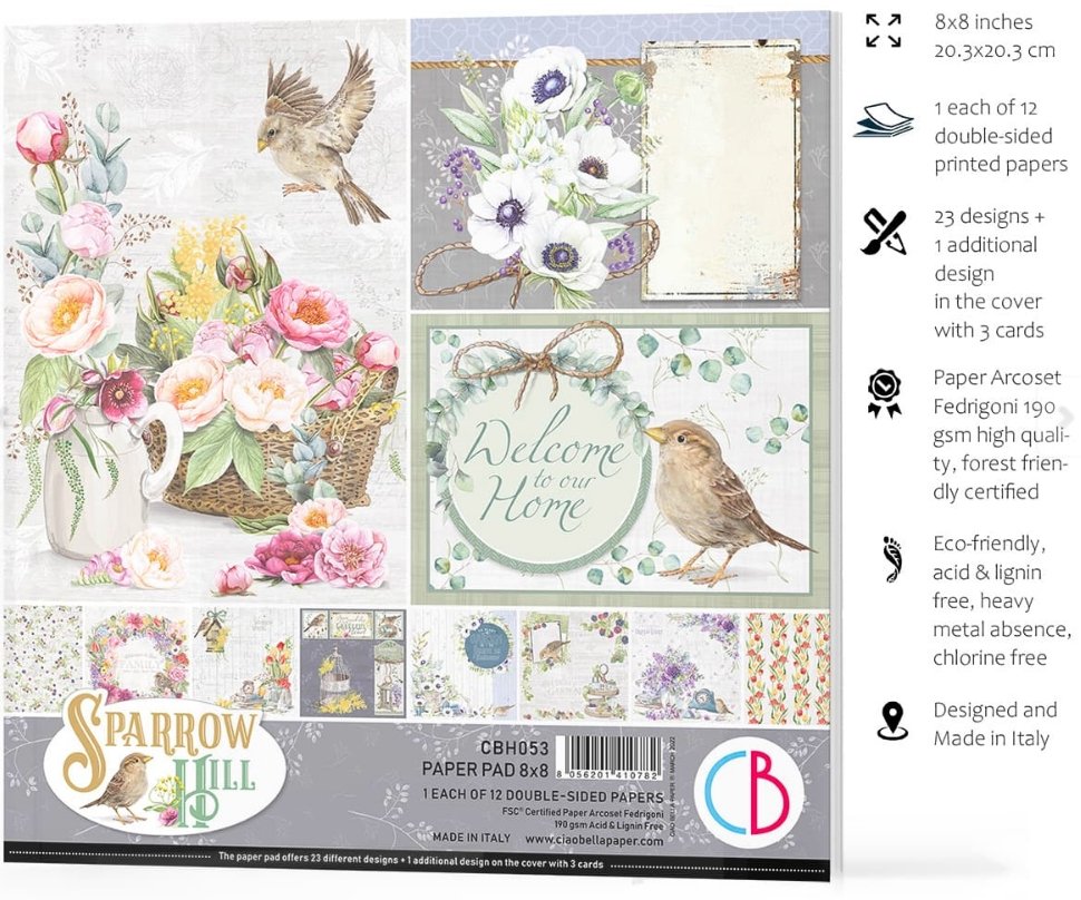 Ciao Bella - SPARROW HILL 8x8 - Collection Pad - 12/PKG Ciao Bella